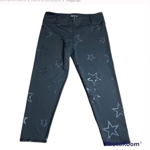 Marc New York Capri Workout Yoga Pants- Gray w/ Gray Stars - Large